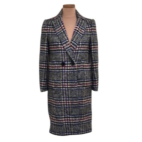 ModCloth Lily Coat Size XXS White Black Herringbone Pattern - Picture 1 of 14